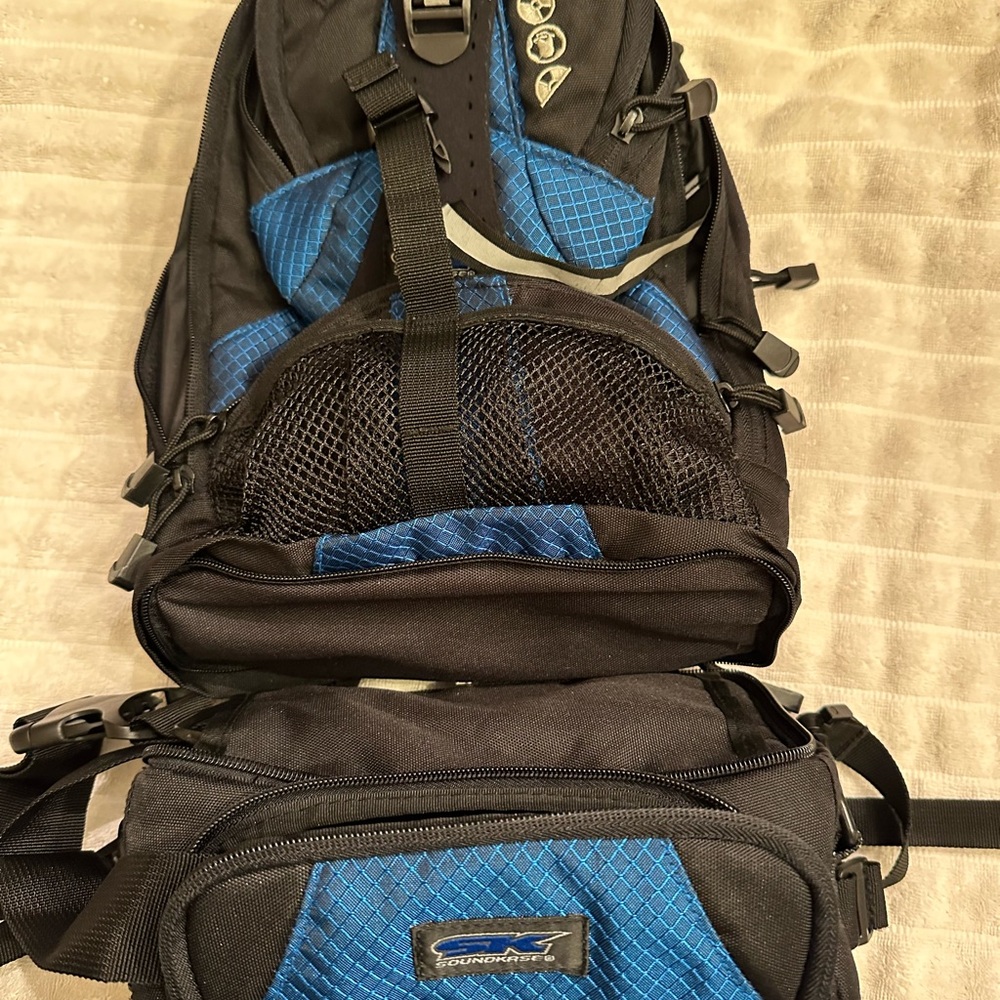 Blue and Black Backpack multi purpose Sm/M